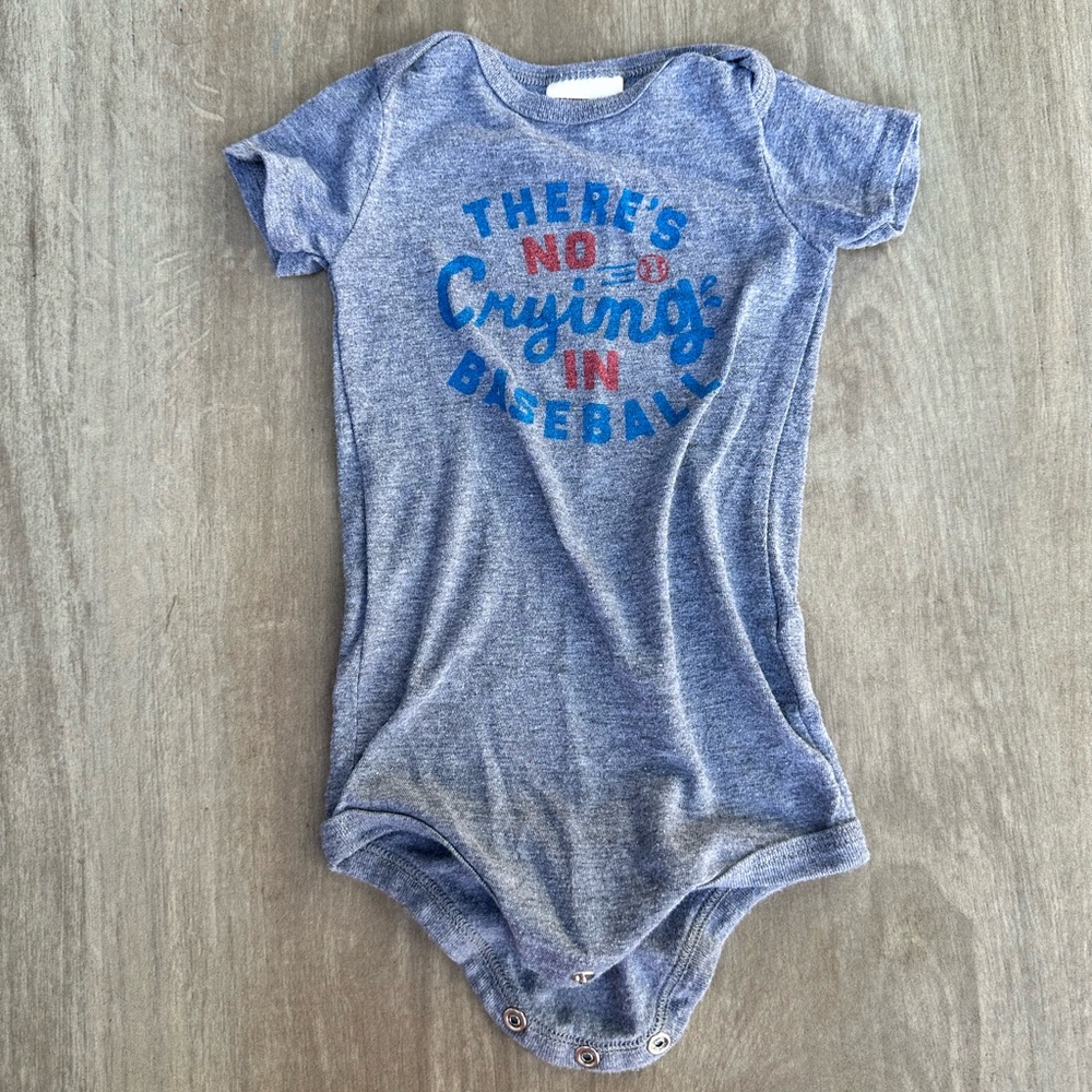 HOMAGE Gray 'No Crying in Baseball' Kids Bodysuit